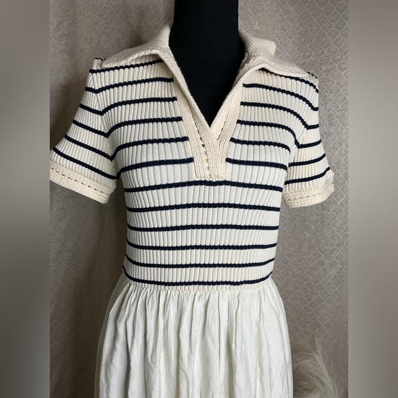 Moon River Black and White Cuffed Sleeve Sundress - Picture 5 of 16